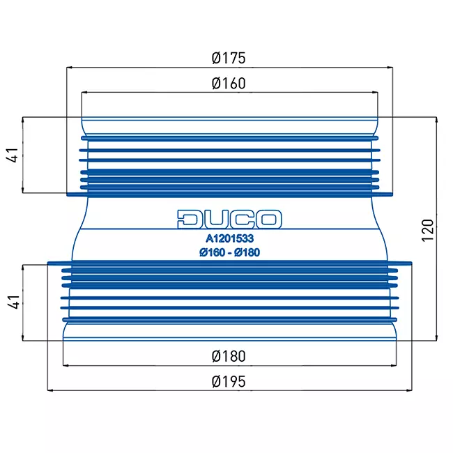 Duco aansluitstuk met rubber D160-D180 (M/M)