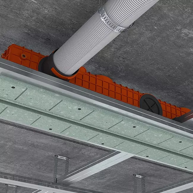 Ergovent instucbaar frameloos lijnrooster 1000 mm met aansluitdiameter 90 mm - profiel