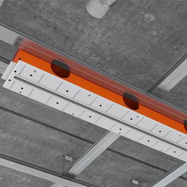 Ergovent instucbaar frameloos lijnrooster 600 mm met aansluitdiameter 75 mm - profiel