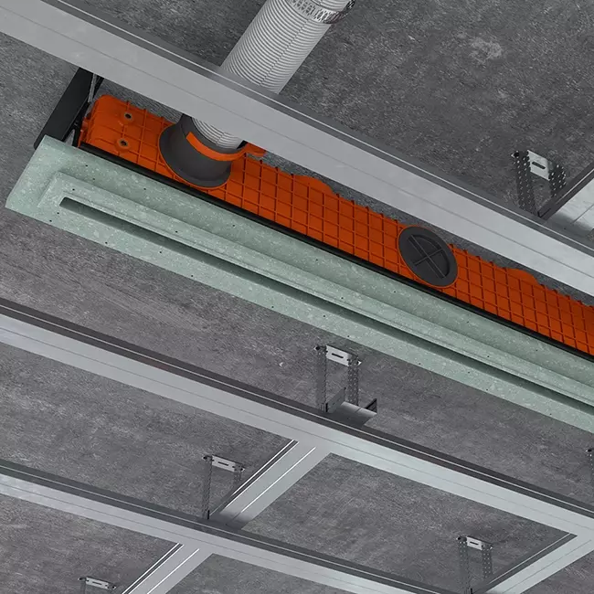 Ergovent instucbaar frameloos lijnrooster 1000 mm met aansluitdiameter 75 mm - standaard
