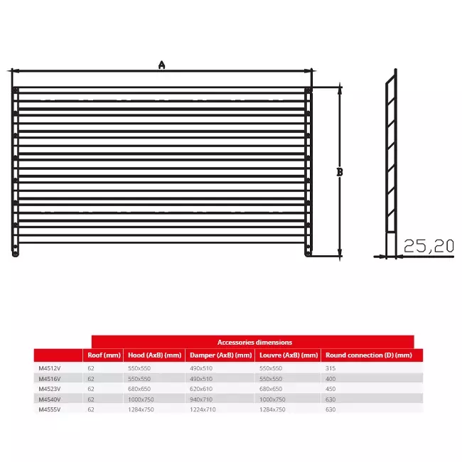 Maxivent by Econox lamellenrooster voor M4540 horizontaal - LV