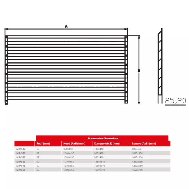 Maxivent by Econox lamellenrooster voor MR4565 horizontaal - LV