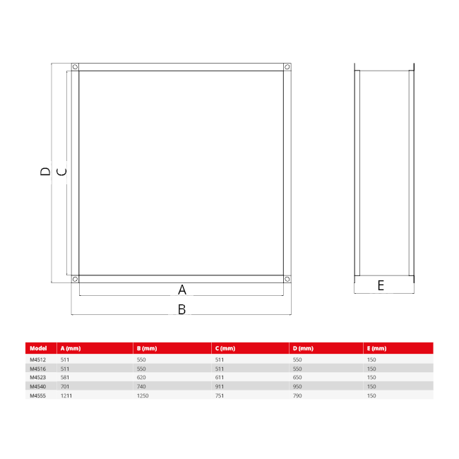 Maxivent flexibel rechthoekig verbindingssstuk voor M4540 horizontaal/low profile - FC