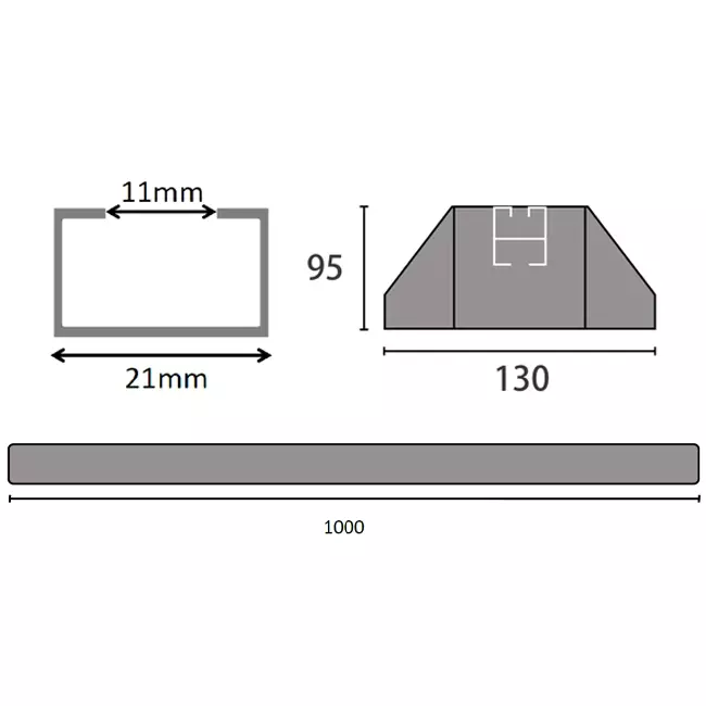 ClimaConnect montagebalk van trillingsdempend rubber 1000 mm