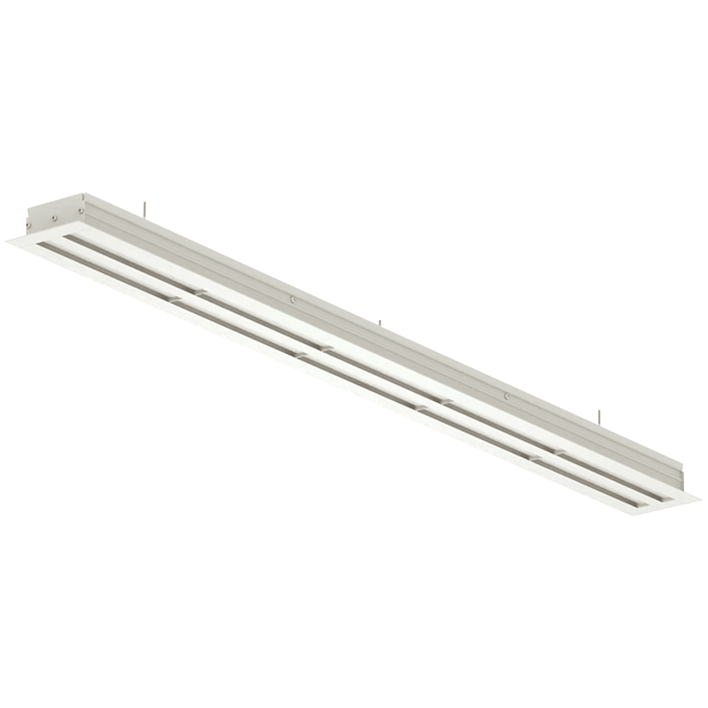 Lijnrooster aluminium met 1 instelbaar patroonblad – 1000 mm – RAL 9010 + geïsoleerd plenum met luchtdebietregelklep