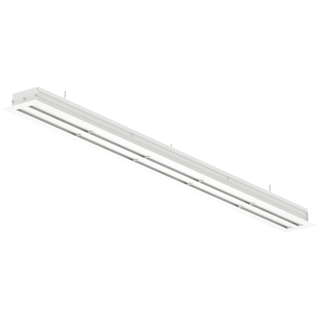 Lijnrooster aluminium met 1 instelbaar patroonblad – 500 mm – RAL 9016 + geïsoleerd plenum met luchtdebietregelklep