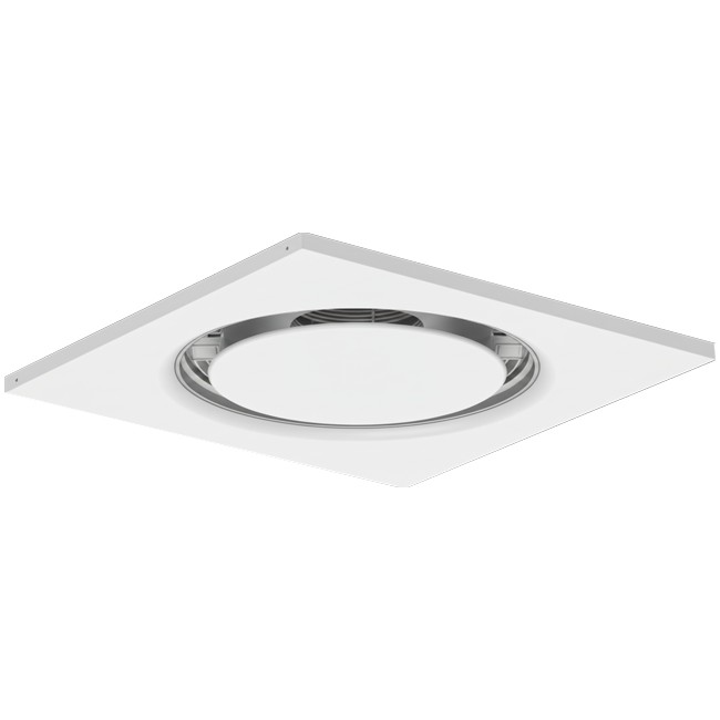 Plafondrooster staal ronde luchtuitlaat voor toe- en afvoer 595x595 mm – 200 mm – RAL 9016