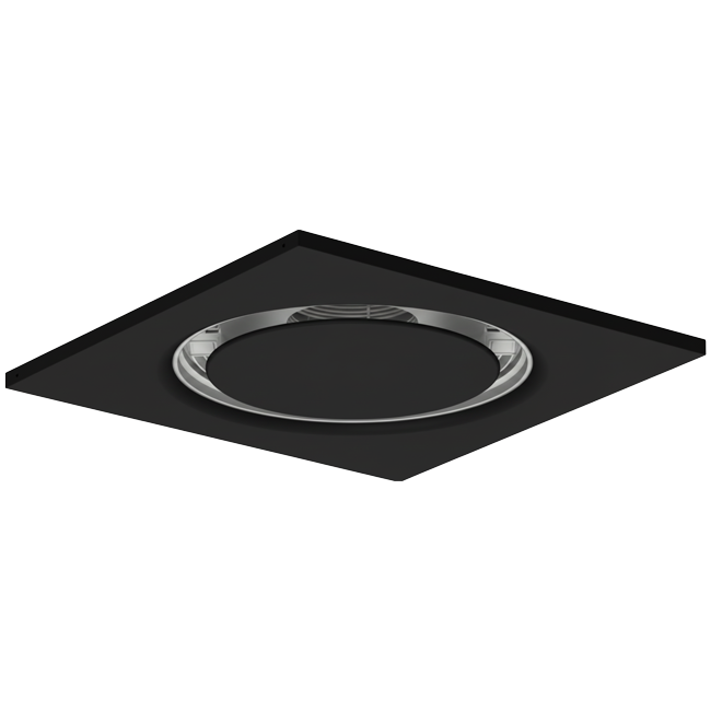 Plafondrooster staal ronde luchtuitlaat voor toe- en afvoer 595x595 mm – 250 mm – RAL 9005