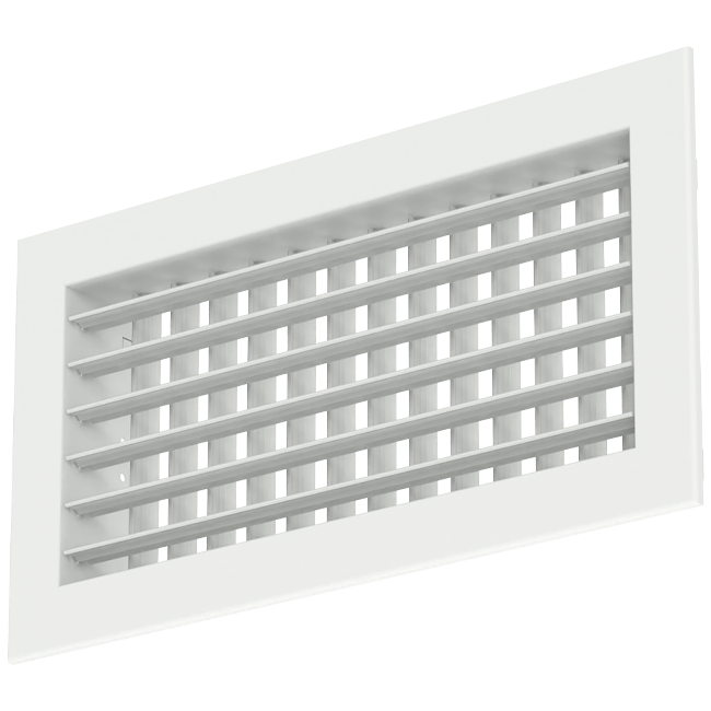 Wandrooster aluminium dubbel instelbaar – met klemveren – 500x150 mm – RAL 9016