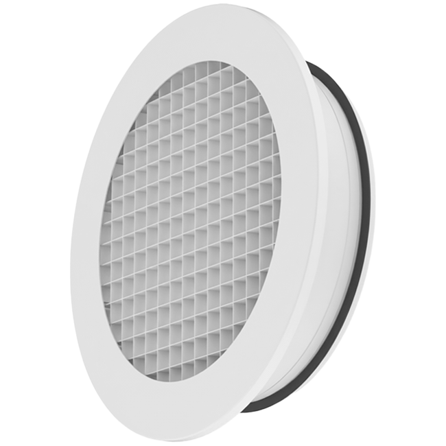 Rond wandrooster aluminium met vast raster – 250 mm – RAL 9003