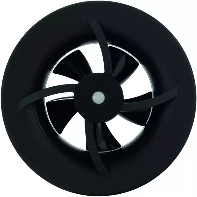 Solara badkamerventilator met heat mover - 100 mm diameter - mat Zwart
