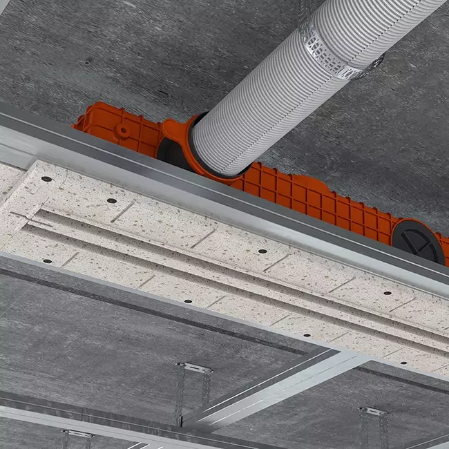 Ergovent instucbaar frameloos lijnrooster 1050 mm met aansluitdiameter 90 mm - modulair - 2 sleuven