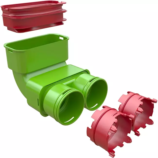 Ubbink Air Excellent 2x 23C - 55SC bocht 90° verloopstuk - verticaal
