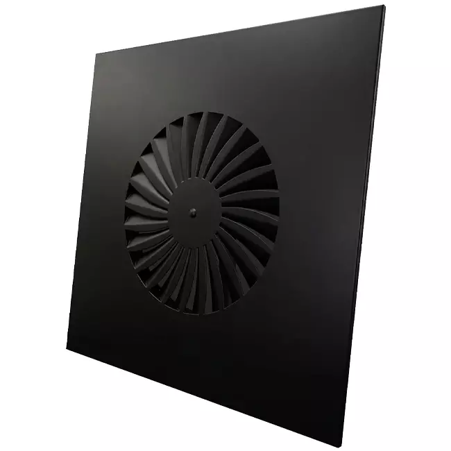 Wervelrooster vaste lamellen 600mm vierkant - SWS 600 RAL 9005 30% glans