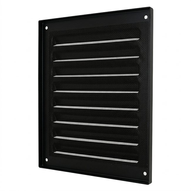 Buitenrooster vierkant 200x200mm aluminium - RAL9005 30% glans