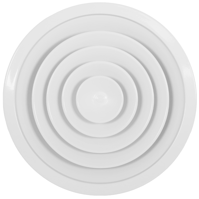 Plafondrooster rond met vast patroon Ø 150 mm - RAL9016