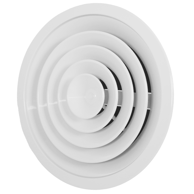 Plafondrooster rond met vast patroon Ø 150 mm - RAL9016