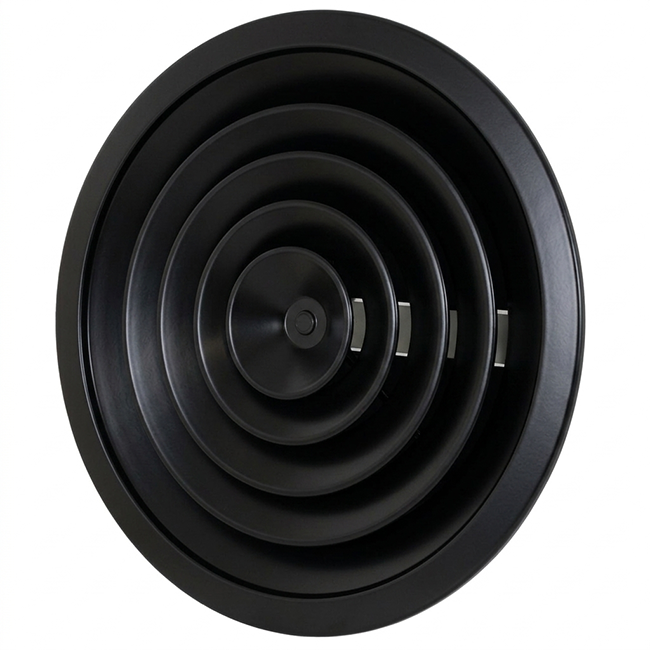 Plafondrooster rond met vast patroon Ø 350 mm - RAL9005 30% glans