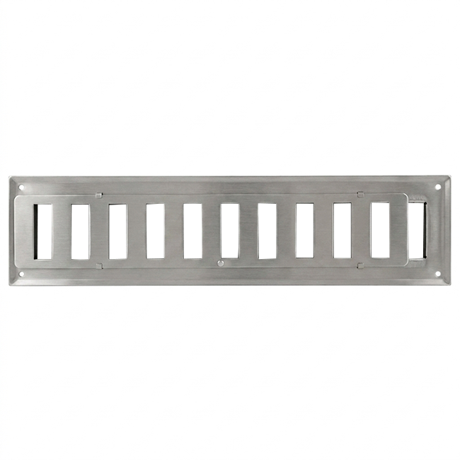 Wandrooster verstelbaar 300x100mm metaal - Ongecoat