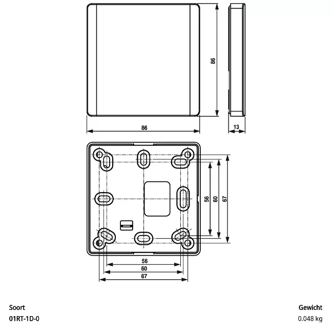 Belimo ruimtetemperatuursensor Ni1000TK5000 - 01RT-1D-0