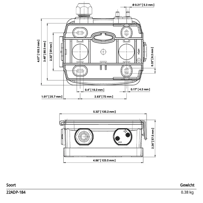 Belimo drukverschilsensor tot 2500 Pa - 22ADP-184