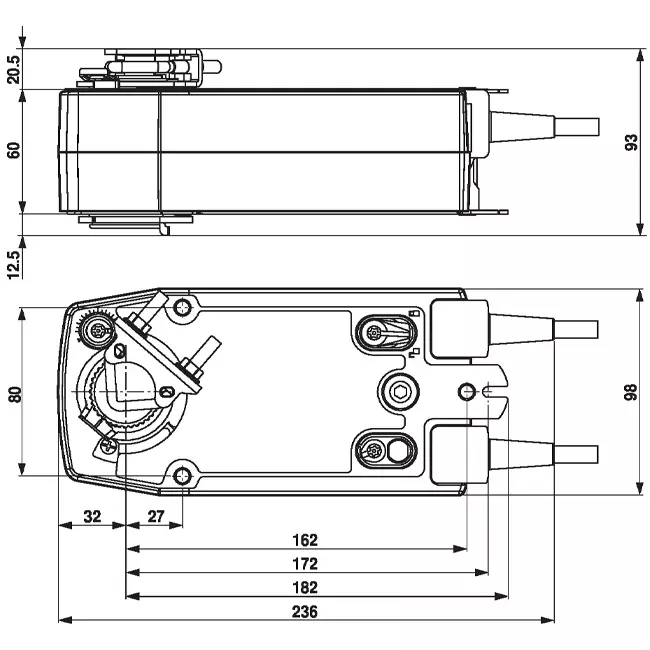 Belimo roterende klepaandrijving met veerteruggang 24V - open/dicht - 10 Nm - NF24A-S2
