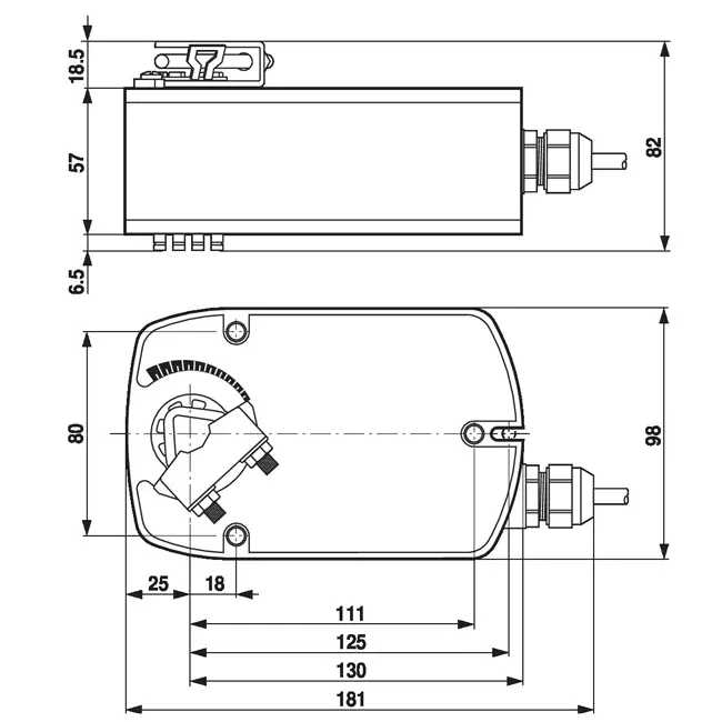 Belimo modulerende klepaandrijving met veerteruggang 24V - 2-10V - MP-Bus - 4 Nm - LF24-SR