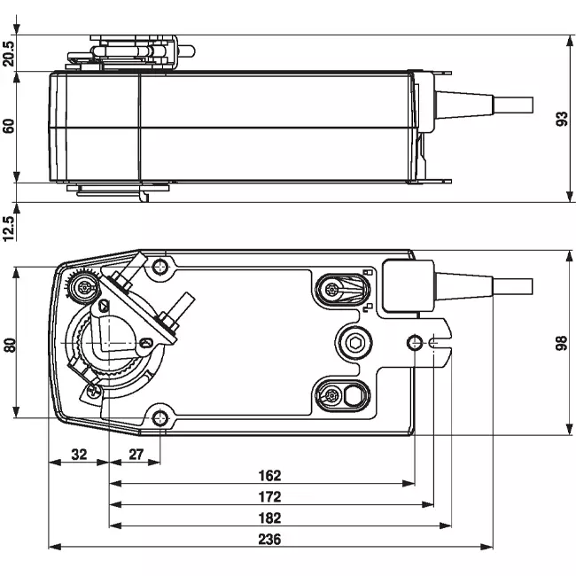 Belimo modulerende klepaandrijving met veerteruggang 24V - 2-10V - 10 Nm - NF24A-SR