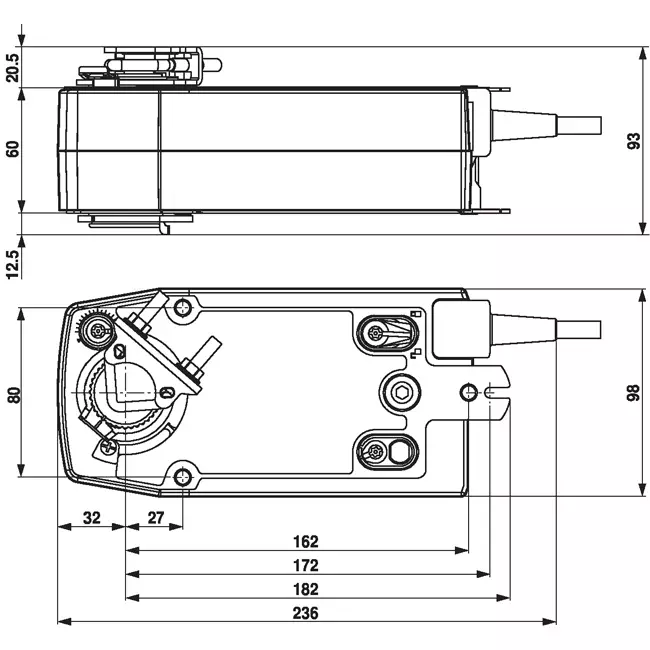 Belimo roterende klepaandrijving met veerteruggang 24V - open/dicht - 10 Nm - NF24A
