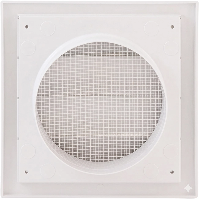 Lamellenrooster overdruk ventilatierooster 190x190 diameter: 125 wit - ND12Z