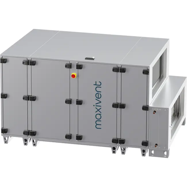 Maxivent WTW luchtbehandelingkasten met tegenstroomwisselaar 4200 m3/h met warmwaterbatterij horizontaal links - PHE 4200 H WOJL T 01