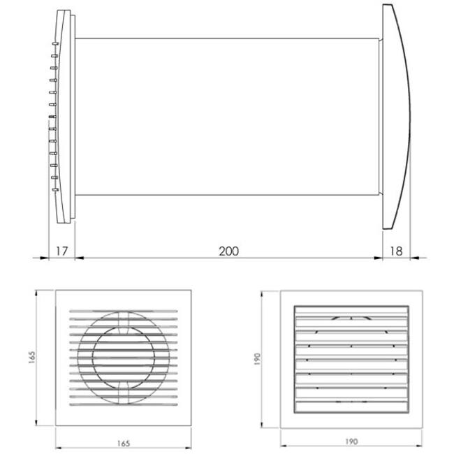 Ventilator 128 mm Wit met thermostaat - SPKT125