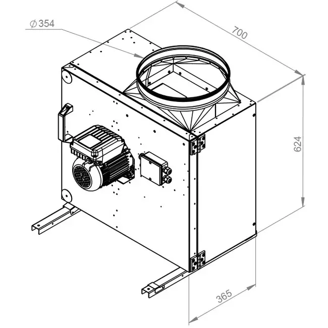 Boxventilator motor buiten luchtstroom - MPS 355 EC 30