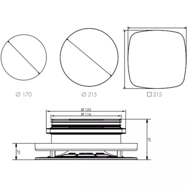 Vent-Axia UniflexPlus RVV 125 mm regelbaar ventiel vierkant - wit
