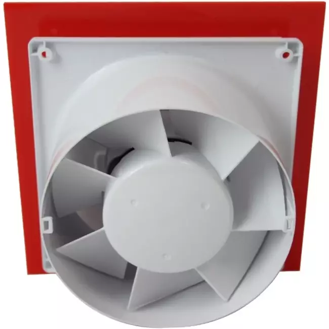 Air Roxy badkamerventilator met aansluitdiameter 100 mm met trekkoord en stekker - kunststof front rood
