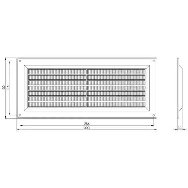 Ventilatierooster rechthoekig met grill 130x300 mm bruin - VR1330B