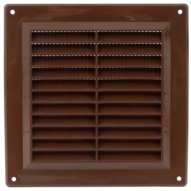 Ventilatierooster vierkant met grill 150x150 mm bruin - VR1550B
