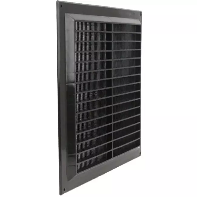 Ventilatierooster vierkant met grill 250x250 zwart - VR2525M