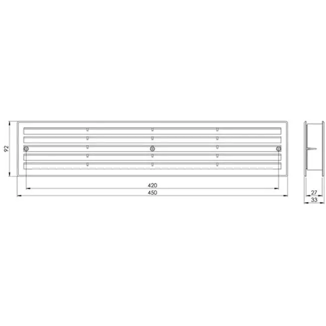 Deurrooster 450x92 mm zwart - VR459M
