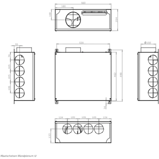 Itho Daalderop universeel plenum Demandflow / Qualityflow - 12 aansluitingen