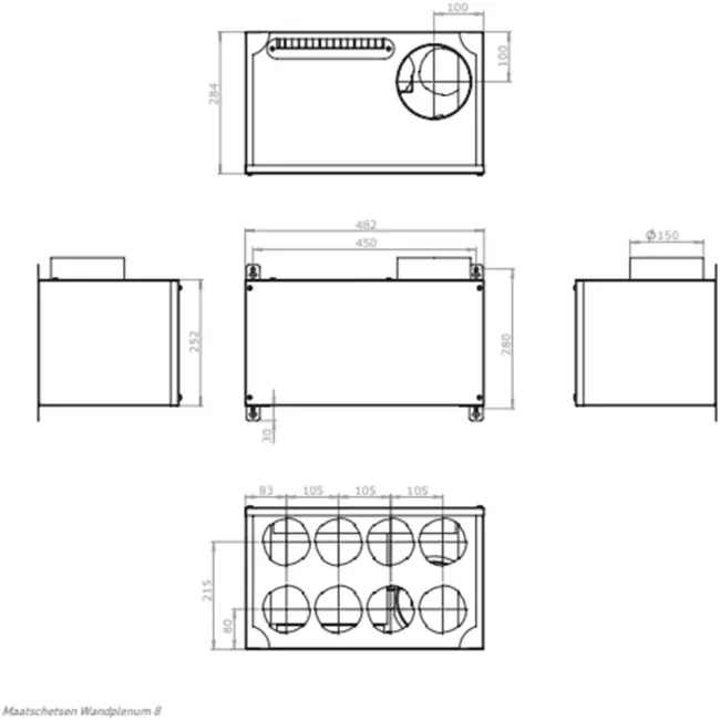 Itho Daalderop universeel plenum Demandflow / Qualityflow - 8 aansluitingen