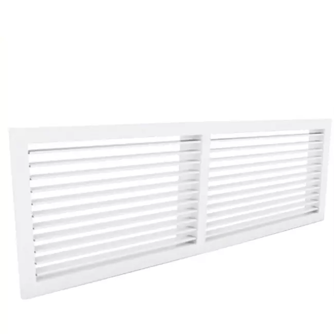 Wandrooster aluminium met vaste lamellen - klemveren - 800x400