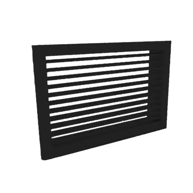 Wandrooster aluminium met vaste lamellen - klemveren - 500x200