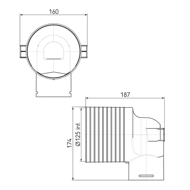 Ubbink Air Excellent 34C ventieladapter 125 1x90°