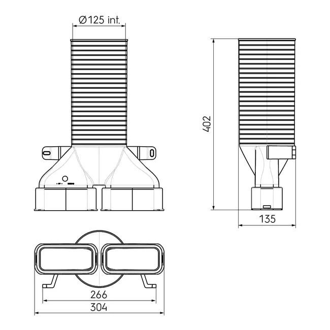 Ubbink Air Excellent 55SC ventieladapter 125 2x180°