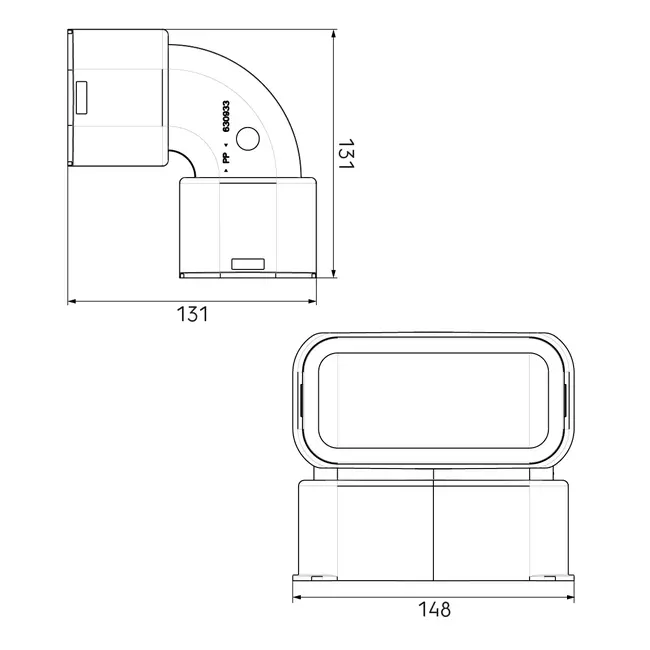 Ubbink Air Excellent 55SC kit bocht verticaal