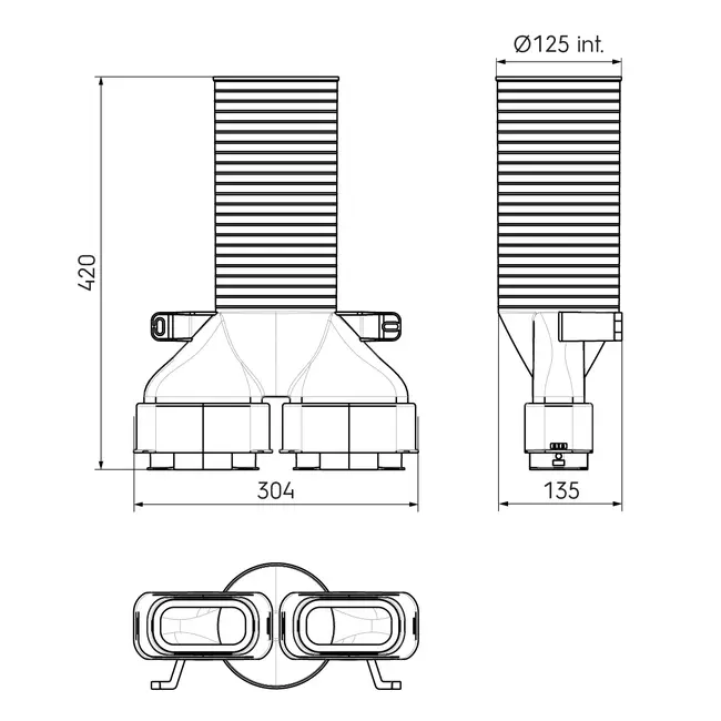 Ubbink Air Excellent 35SC ventieladapter 125 2x180°