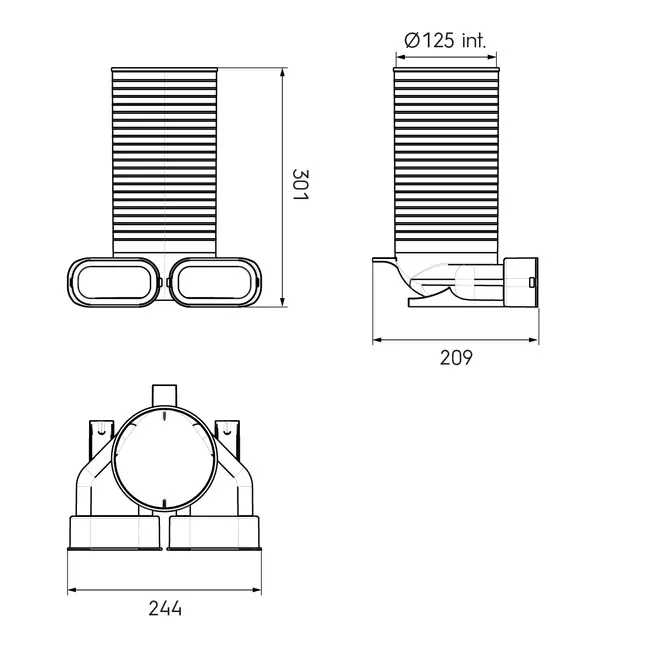 Ubbink Air Excellent 35SC ventieladapter 125 2x90°