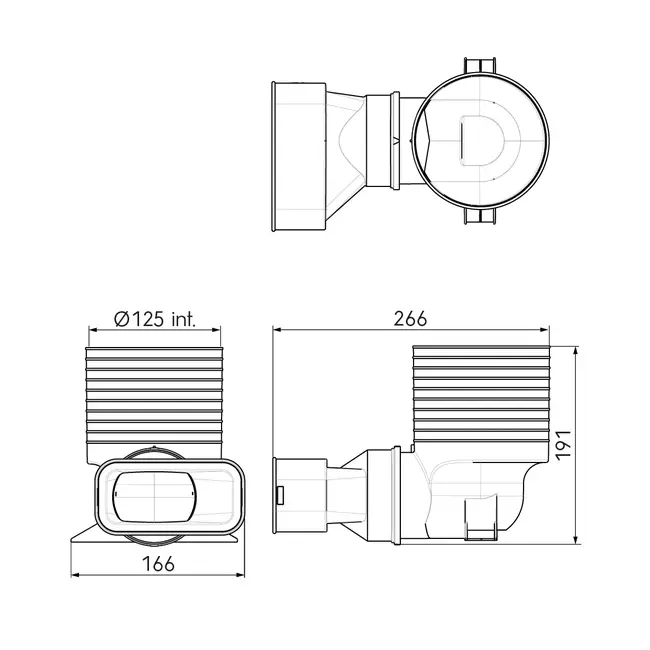 Ubbink Air Excellent 55SC ventieladapter 125 1x90°