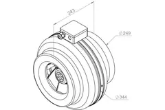 Ruck buisventilator 1090m³/h – Ø 250 mm + elektronische traploze regelaar 1,0 A